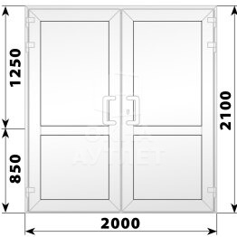 Пластиковая входная двухстворчатая глухая дверь 2000×2100 ОА-56494