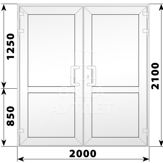 Пластиковая входная двухстворчатая глухая дверь 2000×2100 ОА-56494