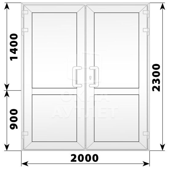 Пластиковая входная двухстворчатая глухая дверь 2000×2300 ОА-56839