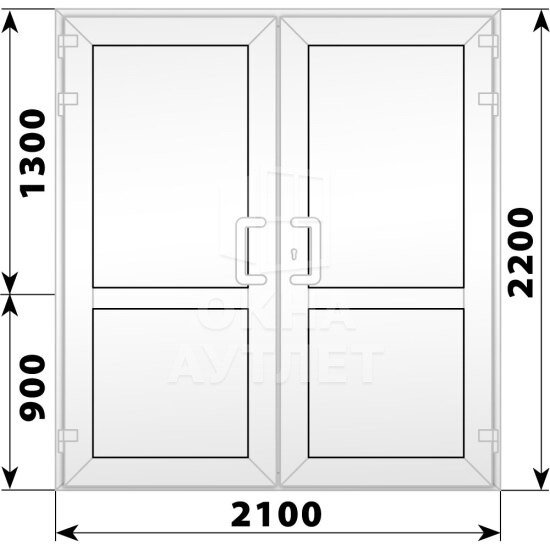 Пластиковая входная двухстворчатая глухая дверь 2100×2200 ОА-58561