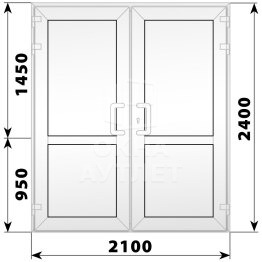 Пластиковая входная двухстворчатая глухая дверь 2100×2400 ОА-58591