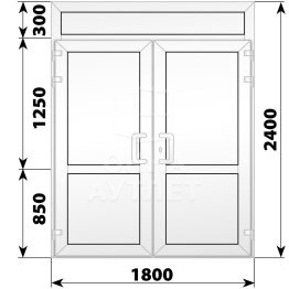 Пластиковая входная двухстворчатая глухая дверь с фрамугой 1800×2400 ОА-58519