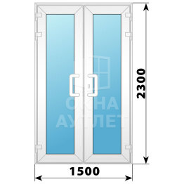 Пластиковая входная двухстворчатая остекленная дверь 1500×2300 ОА-58360