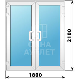 Пластиковая входная двухстворчатая остекленная дверь 1800×2100 ОА-56602