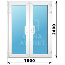 Пластиковая входная двухстворчатая остекленная дверь 1800×2400 ОА-56278