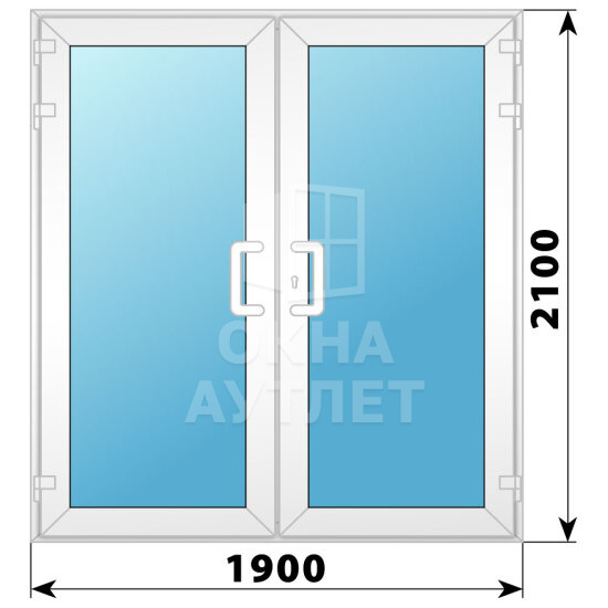 Пластиковая входная двухстворчатая остекленная дверь 1900×2100 ОА-58486