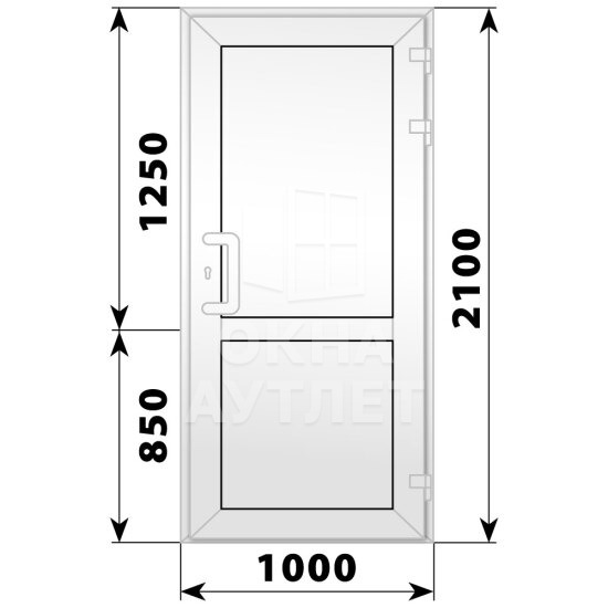 Пластиковая входная одностворчатая глухая дверь 1000×2100 ОА-56302