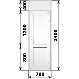 Пластиковая входная одностворчатая глухая дверь с фрамугой 700×2400 ОА-57838