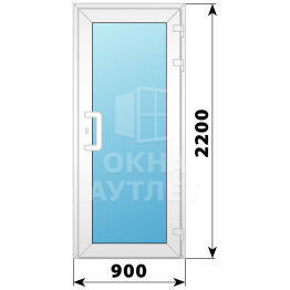 Пластиковая входная одностворчатая остекленная дверь 900×2200 ОА-57865
