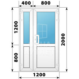 Пластиковая входная полуторная дверь со стеклом 1200×2000 ОА-56305
