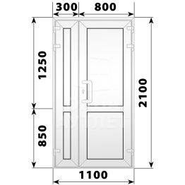Пластиковая входная полуторная глухая дверь 1100×2100 ОА-58126