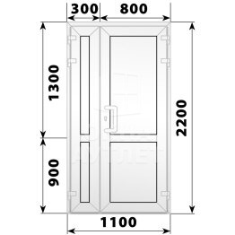 Пластиковая входная полуторная глухая дверь 1100×2200 ОА-56335
