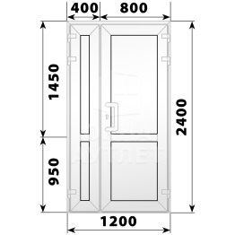 Пластиковая входная полуторная глухая дверь 1200×2400 ОА-58198