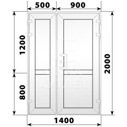 Пластиковая входная полуторная глухая дверь 1400×2000 ОА-56671