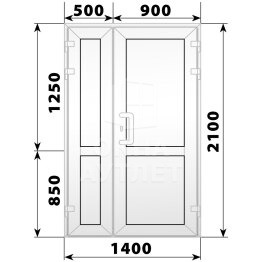 Пластиковая входная полуторная глухая дверь 1400×2100 ОА-58168