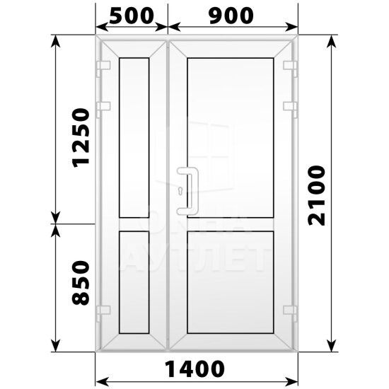 Пластиковая входная полуторная глухая дверь 1400×2100 ОА-58168