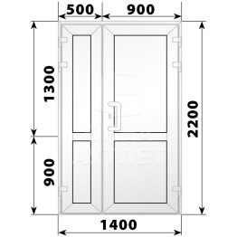 Пластиковая входная полуторная глухая дверь 1400×2200 ОА-58201