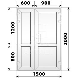 Пластиковая входная полуторная глухая дверь 1500×2000 ОА-58159