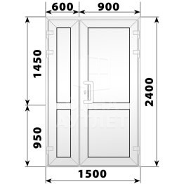 Пластиковая входная полуторная глухая дверь 1500×2400 ОА-58390