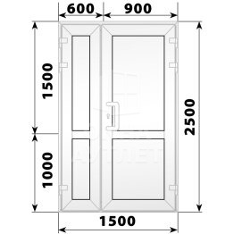 Пластиковая входная полуторная глухая дверь 1500×2500 ОА-58453