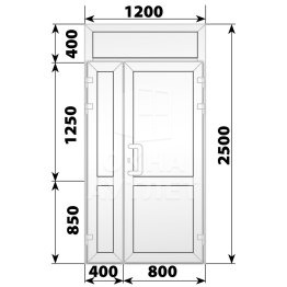 Пластиковая входная полуторная глухая дверь с фрамугой 1200×2500 ОА-56626