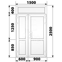 Пластиковая входная полуторная глухая дверь с фрамугой 1500×2500 ОА-56935