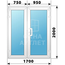 Пластиковая входная полуторная остекленная дверь 1700×2000 ОА-58276