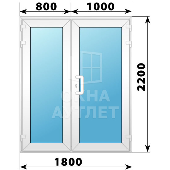 Пластиковая входная полуторная остекленная дверь 1800×2200 ОА-56926