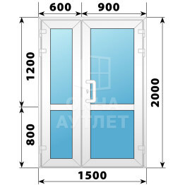 Пластиковая входная полуторная остекленная дверь с импостом 1500×2000 ОА-58249
