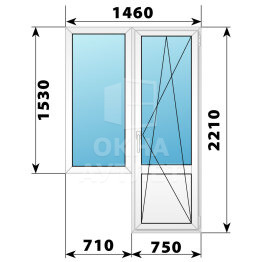 Пластиковый балконный блок 1460×2210 Тип 1 ОА-55903