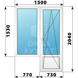 Пластиковый балконный блок 1500×2040 Тип 1 ОА-55870