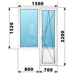Пластиковый балконный блок 1500×2200 Тип 1 ОА-55885