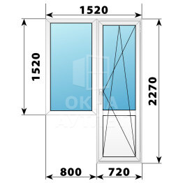 Пластиковый балконный блок 1520×2270 Тип 1 ОА-55921