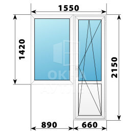 Пластиковый балконный блок 1550×2150 Тип 1 ОА-55873