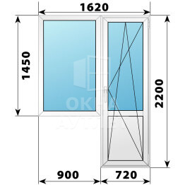 Пластиковый балконный блок 1620×2200 Тип 1 ОА-55813