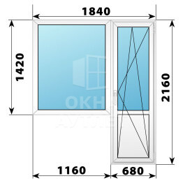 Пластиковый балконный блок 1840×2160 Тип 1 ОА-55942