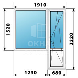 Пластиковый балконный блок 1910×2220 Тип 1 ОА-55969