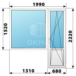 Пластиковый балконный блок 1990×2220 Тип 1 ОА-55984