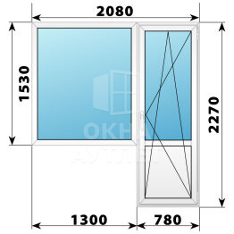 Пластиковый балконный блок 2080×2270 Тип 1 ОА-55762