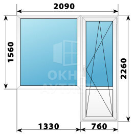 Пластиковый балконный блок 2090×2260 Тип 1 ОА-56041