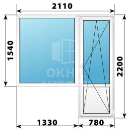 Пластиковый балконный блок 2110×2200 Тип 1 ОА-55819