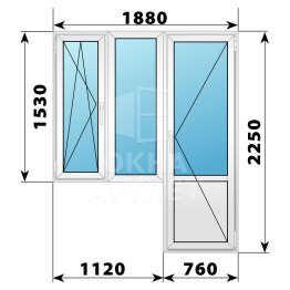 Пластиковый балконный блок 1880×2250 Тип 2 ОА-56155