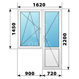 Пластиковый балконный блок 1620×2200 Тип 3 ОА-55816