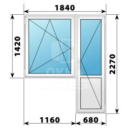 Пластиковый балконный блок 1840×2270 Тип 3 ОА-55774