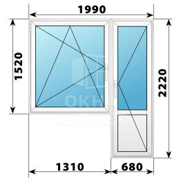 Пластиковый балконный блок 1990×2220 Тип 3 ОА-55795