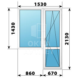 Пластиковый балконный блок 1530×2130 Тип 4 ОА-55891
