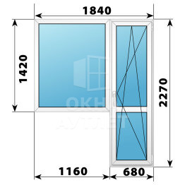 Пластиковый балконный блок 1840×2270 Тип 4 ОА-55963