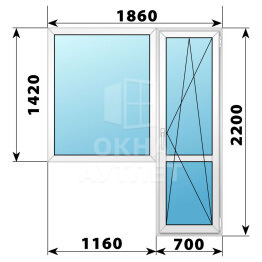 Пластиковый балконный блок 1860×2200 Тип 4 ОА-55960