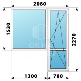 Пластиковый балконный блок 2080×2270 Тип 4 ОА-56056