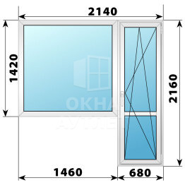 Пластиковый балконный блок 2140×2160 Тип 4 ОА-55999